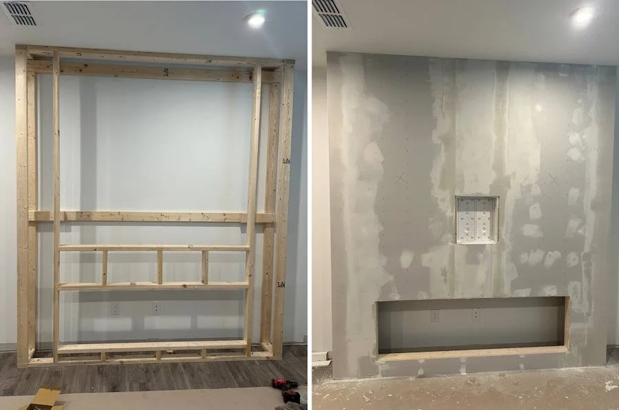Custom fireplace and TV media wall installation in Alpharetta GA