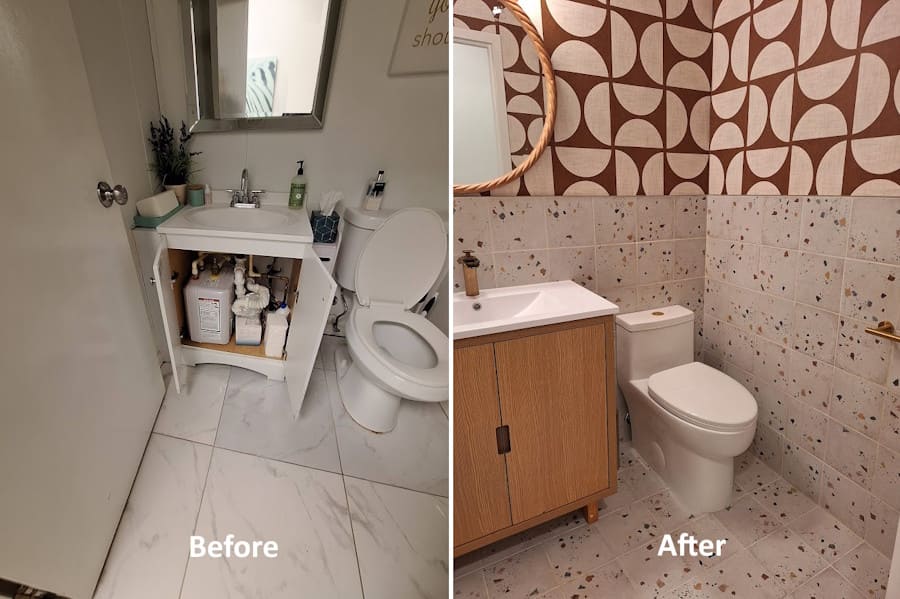 Bathroom remodeling project in Sandy Springs GA by Handyman Expert - Before and After