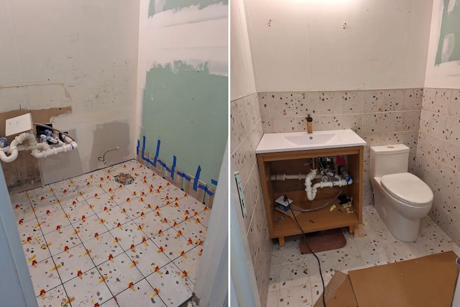 Finished modern bathroom remodel with vanity and fixtures by Handyman Expert