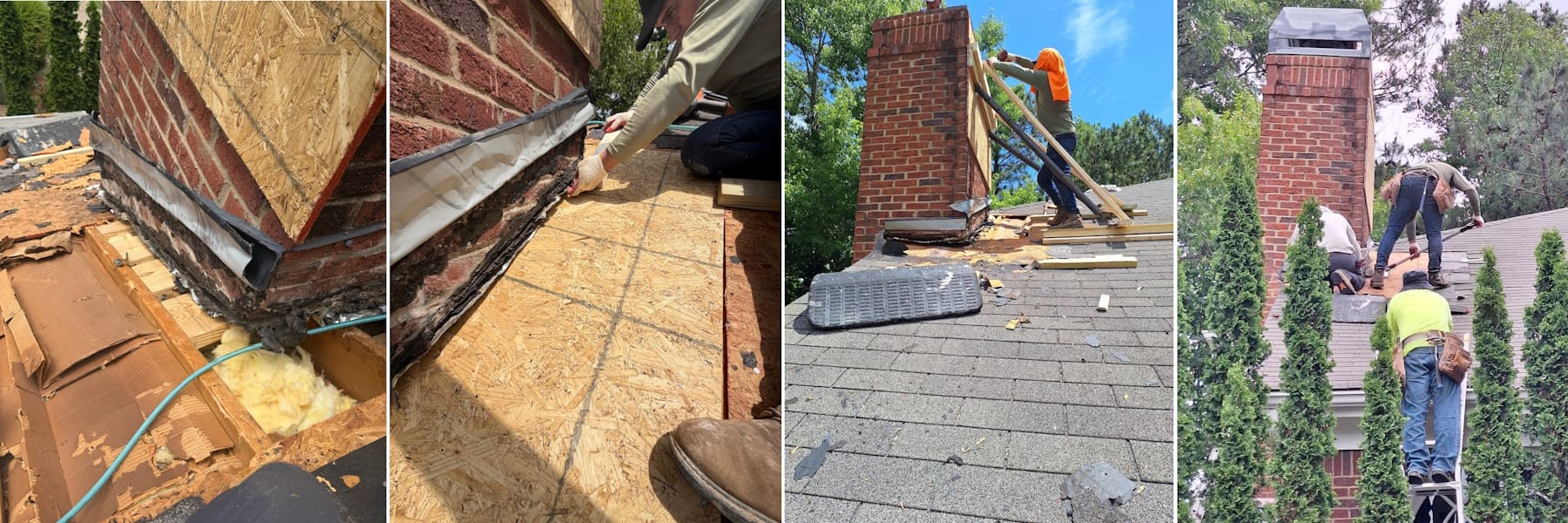 Structural roof repair around damaged chimney by Handyman Expert