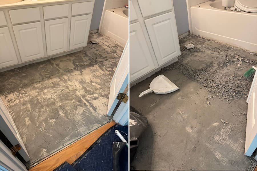Professional bathroom floor tile replacement