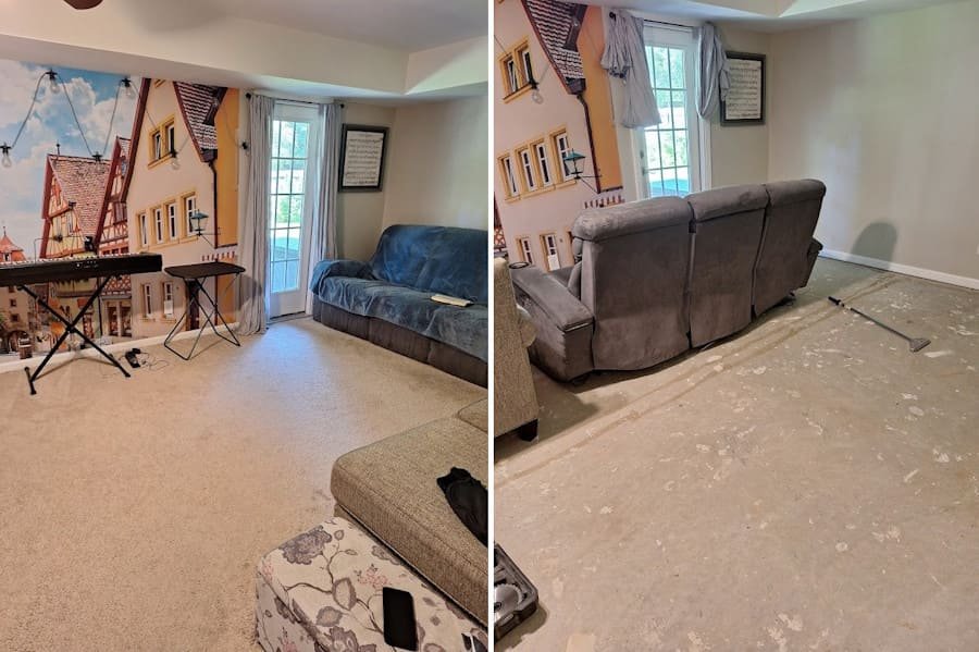 New laminate floor replacing carpet in Sugar Hill