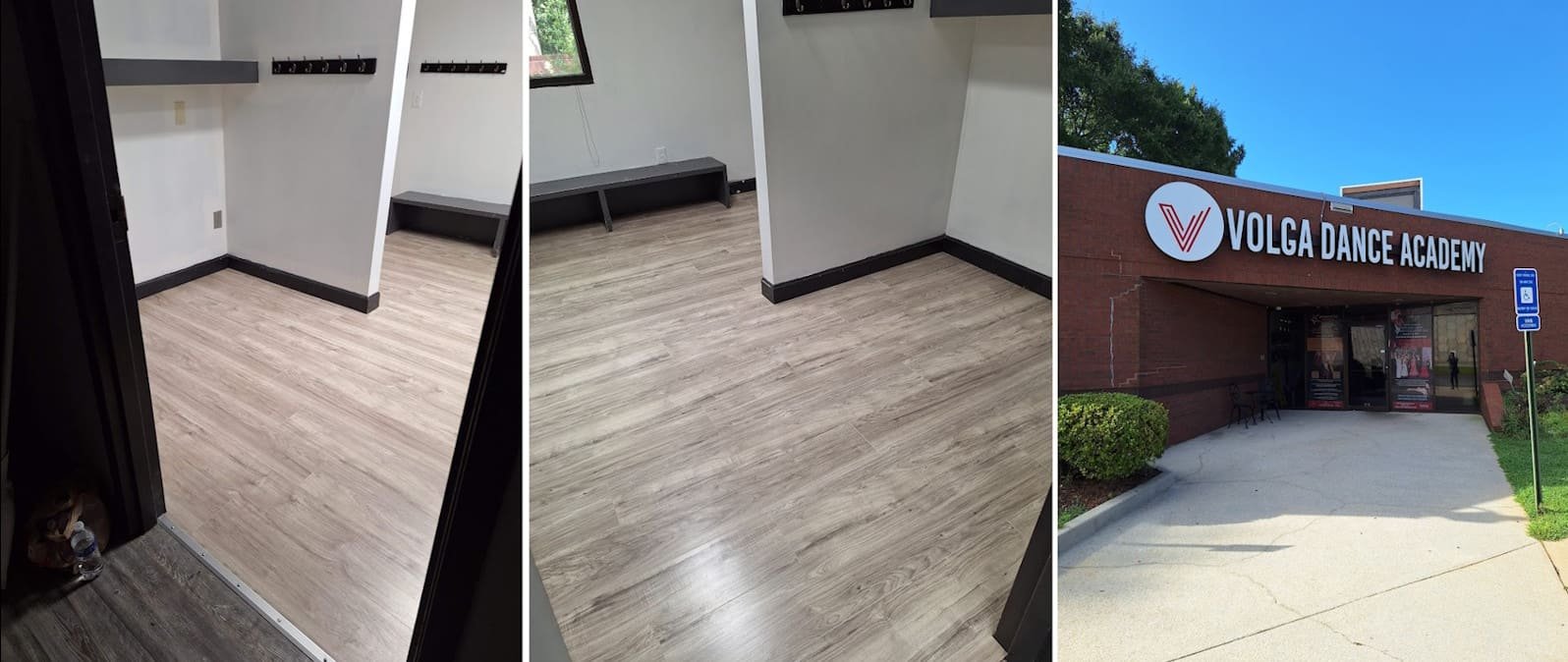 Finished laminate floor installation at Volga Dance Academy