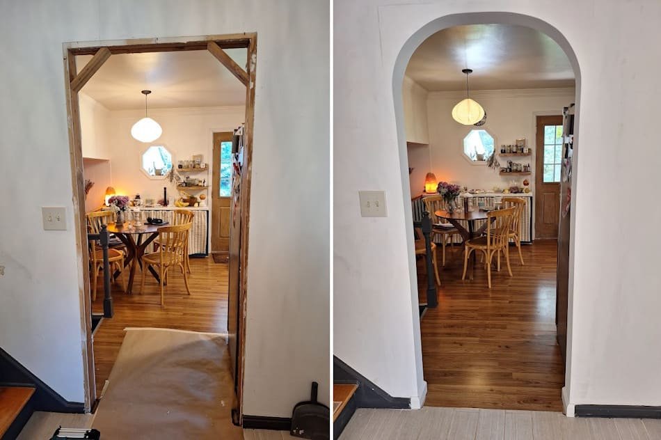 Custom drywall archway framing during construction