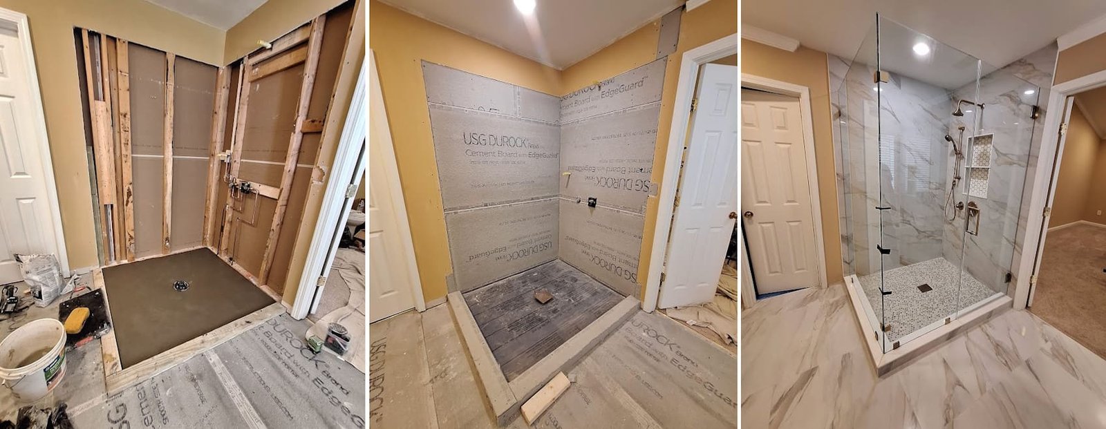 Bathroom remodeling with new tiled shower in Duluth, GA