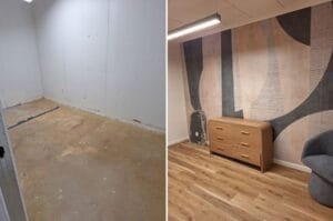 Before and after: bare subfloor transformed with new LVP flooring